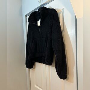 AERO Black Sherpa Pullover Quarter Zip Fleece Medium